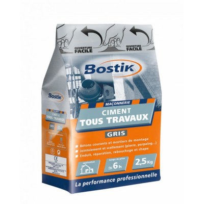 Ciment tous travaux - Gris - 2.5 Kg - BOSTIK