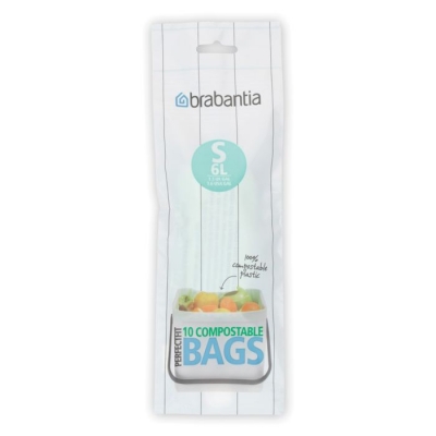 Sacs Poubelle compostable - PerfectFit - 6 litres - 10 sacs - BRABANTIA