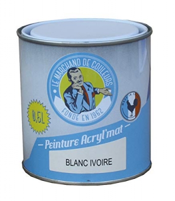 Peinture acrylique - Murs et plafonds - Mat - Blanc Ivoire - 0.5 L - ONIP