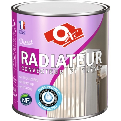 Peinture monocouche - Radiateur / Convecteur et Tuyau - Blanc - Satiné - 0.5 L - OXI