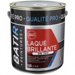 Peinture laque - Blanc - Glycéro - 2.5 L - Aspect brillant - BATIR
