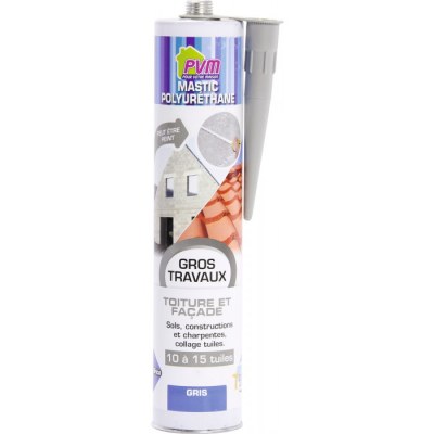 Mastic colle gris pour toiture et façade - 310 ml - PVM