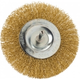 Brosse circulaire acier laitonnée ondulé sur tige - 100 mm - SCID