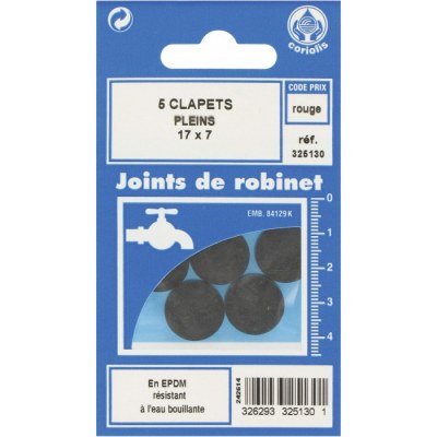 Joint Clapet plein Robinet - 17 x 5 mm - Lot de 5 - GRIPP