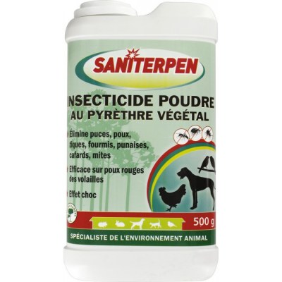 Insecticide - Environnement animal - Puces, poux, fourmis, tiques - Poudre 500 gr - SANITERPEN