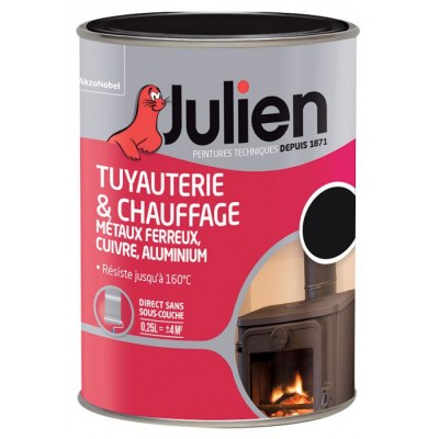 Peinture Tuyauterie et chauffage - Noir Brillant - 250 ml - JULIEN 