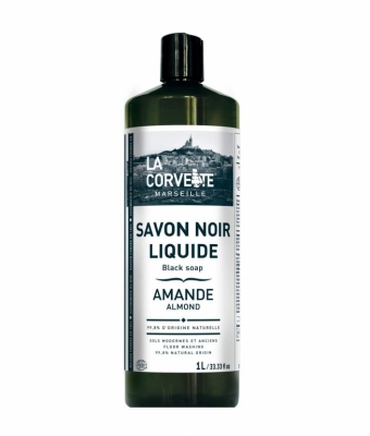 Savon noir liquide ECOCERT parfum Amande - 1 L - LA CORVETTE