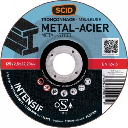 Disque à tronçonner métaux - Usage fréquent - 125 x 2.5 mm - SCID