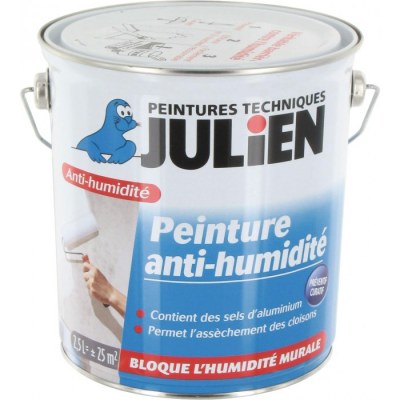 Peinture anti-humidité avec sels d'aluminium - 2.5 L - Blanc - Satin - JULIEN