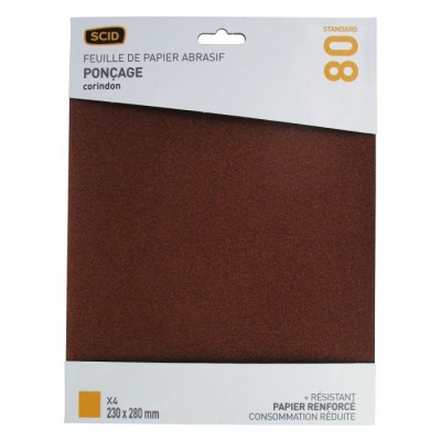 Papier Corindon 230 x 280 mm - Grain 80 - Lot de 4 - SCID