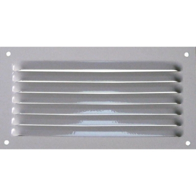 Grille de ventilation avec moustiquaire - métal - Rectangle - 190 x 100 mm - Blanc - DMO