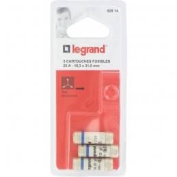 Cartouche domestique cylindrique - 25 A - 10.3 x 31.5 mm - Lot de 3 - LEGRAND