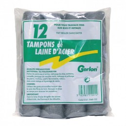 Lot de 12 tampons de laine d'acier - GERLON