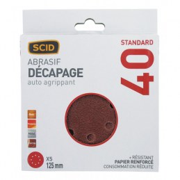 Disque corindon auto-agrippant 125 mm 8T - Grain 40 - Lot de 5 - SCID