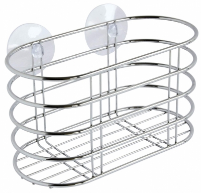 Panier de rangement en métal chrome - Ventouse - Collection Broadway - GELCO