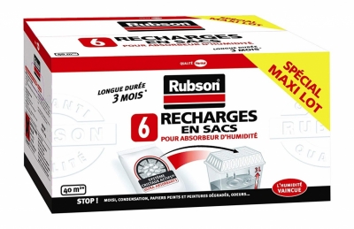 Recharges en sacs pour absorbeur d'humidité Classic - 6 sacs - RUBSON