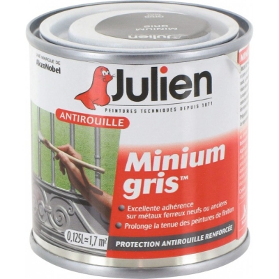 Primaire antirouille - Minium Gris - Protection anti-corrosion durable - 125 ml - JULIEN