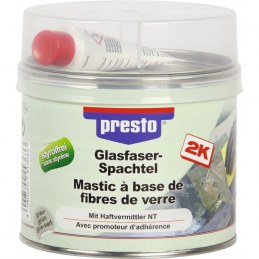 Mastic polyester avec fibre de verre - 1 Kg - Gris clair - PRESTO