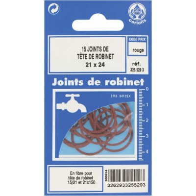 Joint en fibre pour tête de robinet - Ø21 x 24 mm - Lot de 15 - GRIPP