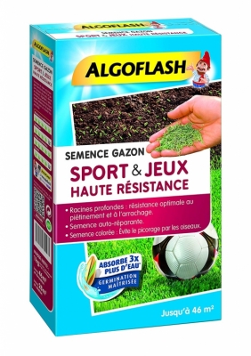 Semence Gazon Sport et Jeux Haute Résistance - 1 Kg - 46 m² - ALGOFLASH