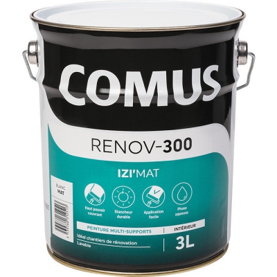 Peinture acrylique d’aspect mat - Izi'mat - Renov-300 - 3 L - COMUS