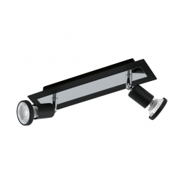 Réglette 2 Spots LED - Acier chromé noir - 300 x 70 x 120 mm - Sarria - EGLO
