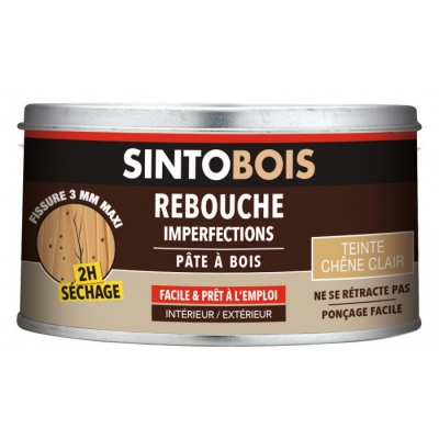 Pâte à bois pour reboucher imperfections et fissures - Teinte Chêne clair- 250 Grs - SINTO