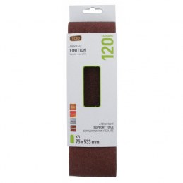 Bande pour ponçeuse - Grain 120 - 75 x 533 mm Lot de 3 pièces - SCID