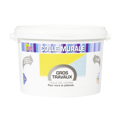 Colle murale pour toile de verre - Gros travaux - Murs et plafonds - 5 Kg - PVM