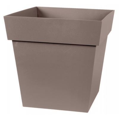 Pot à fleur carré - Gamme Toscane - 22 L - Taupe - EDA