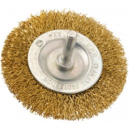 Brosse circulaire acier laitonnée ondulé sur tige - 75 mm - SCID