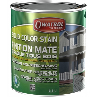 Laque de finition pour bois - Opaque Mate - Solid Color Stain - Gris antique - 2.5 L - OWATROL