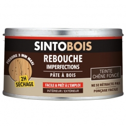 Pâte à bois pour reboucher imperfections et fissures - Teinte Chêne foncé - 250 Grs - SINTO