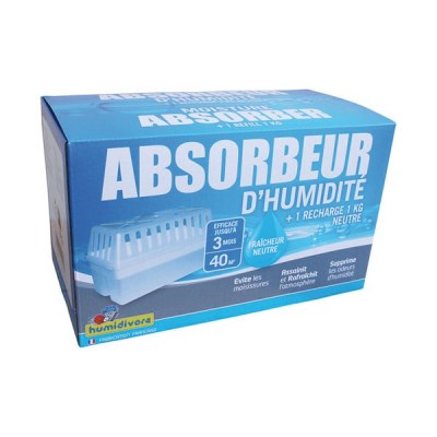 Absorbeur d'humidité + 1 recharge 1 Kg - 40 m²