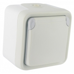 Prise de courant et volet de protection IP 55 Plexo complet apparent - Blanc - LEGRAND