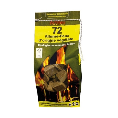 Allume-feux écologiques - 72 cubes Origine Végétale - ACTIFEU