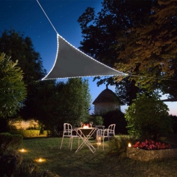 Voile d'ombrage triangulaire - Bordures en Leds solaires - Ardoise - MOREL