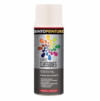 Peinture multi-supports - Teintes classiques RAL - Blanc crème brillant - 400 ml - SINTO