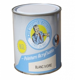 Peinture acrylique - Murs et plafonds - Satin - Blanc Ivoire - 0.5 L - ONIP