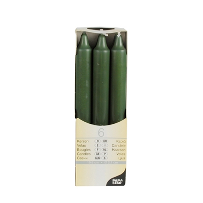 Bougies de table - Ø 2,1 cm · 19,6 cm - Vert foncé - Lot de 6 - PAPSTAR