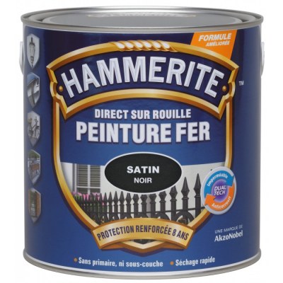 Peinture fer - Noir brillant - 750 ml - HAMMERITE