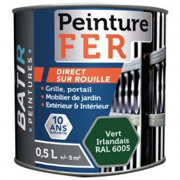 Peinture fer - Brillant - Vert irlandais - 0.5 L - BATIR