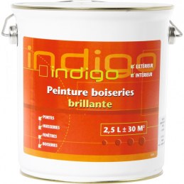 Peinture brillante pour boisseries - Blanc - 2.5 L - INDIGO