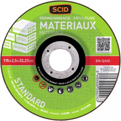 Disque à tronçonner - Usage Standard - 115 x 2.5 mm - SCID