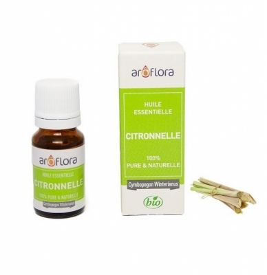 Huile essentielle BIO de Citronelle 100% pure et naturelle -10 ml - AROFLORA