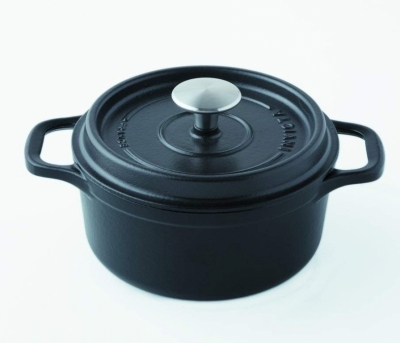 Cocotte ronde en fonte - 20 cm - Noire - INVICTA