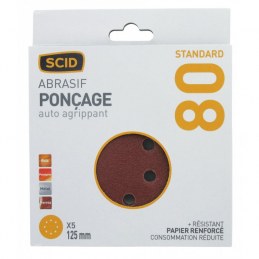 Disque corindon auto-agrippant 125 mm 8T - Grain 80 - Lot de 5 - SCID