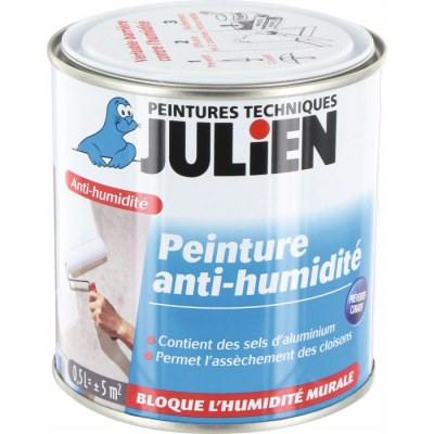 Peinture anti-humidité avec sels d'aluminium - 0.5 L - Blanc - Satin - JULIEN