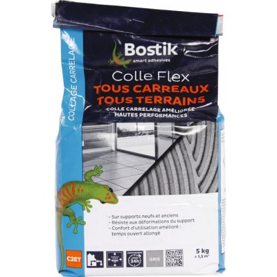 Colle tous carreaux / Sans poussière - Gris - 5 Kg - BOSTIK