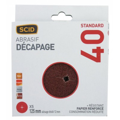 Disque corindon étoilé Ø125 x 12 mm - Grain 40 - Lot de 5 - SCID